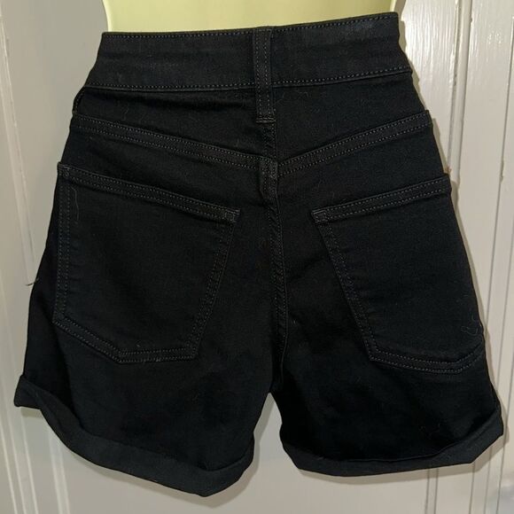 LC Lauren Conrad Black Women's Denim Cuffed Cotton/Polyester/Spandex Shorts - Picture 5 of 7